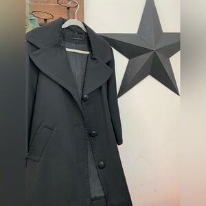 Classic Audrey, Elegant Black Virgin Wool Holiday, Dress Coat. Fits like 4/6